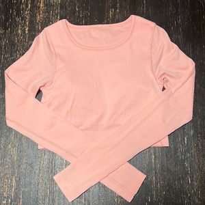 Pink Lululemon Cropped Long Sleeve